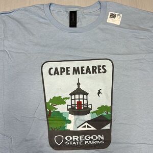 Cape Meares Men’s Light Blue Short Sleeve Graphic Tee Size Large, Extra Large